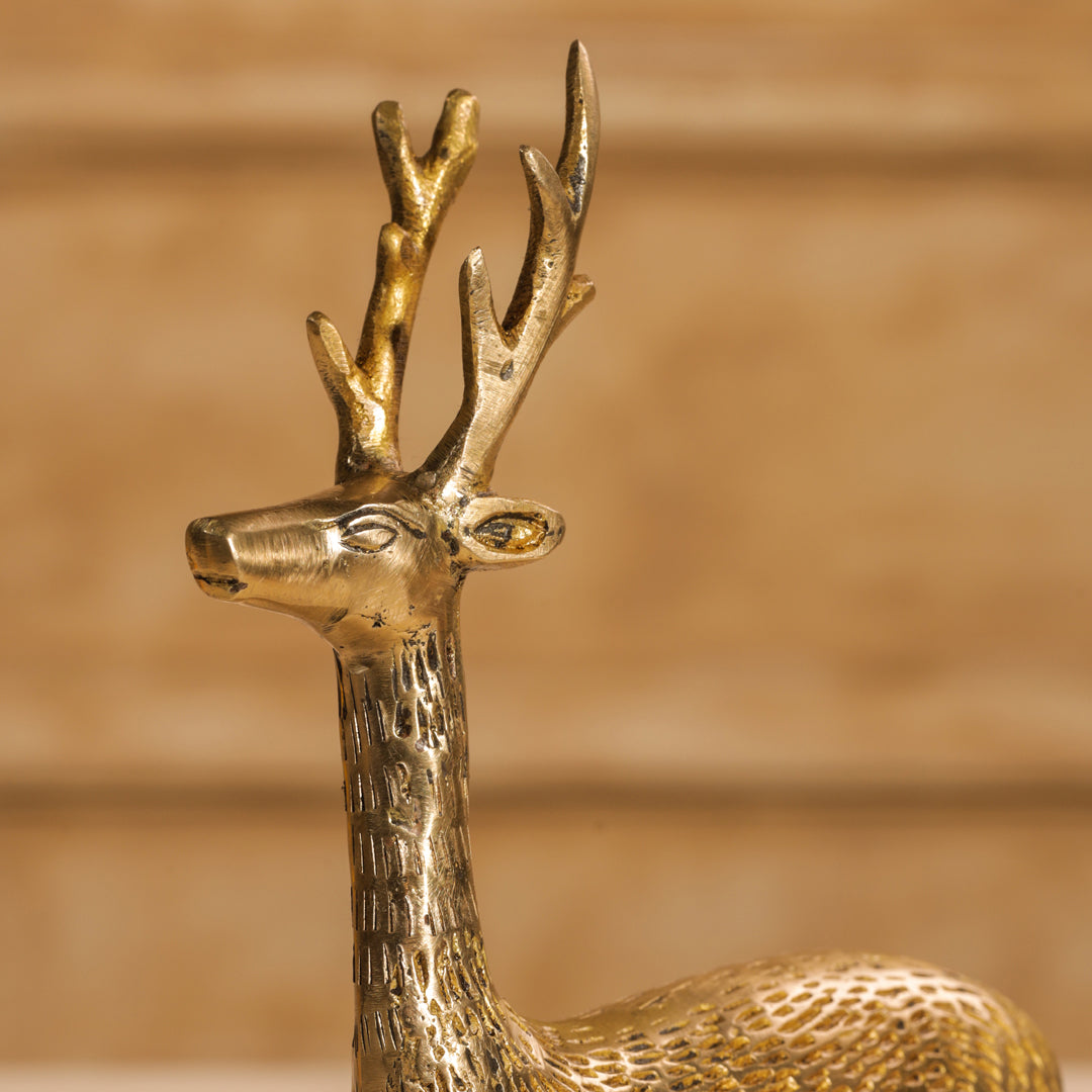 Brass Deer Figurine Showpiece (8.5 Inch)