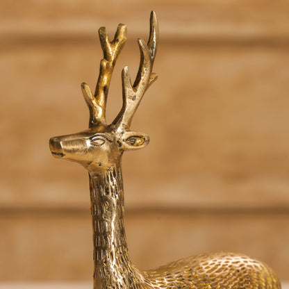 Brass Deer Figurine Showpiece (8.5 Inch)