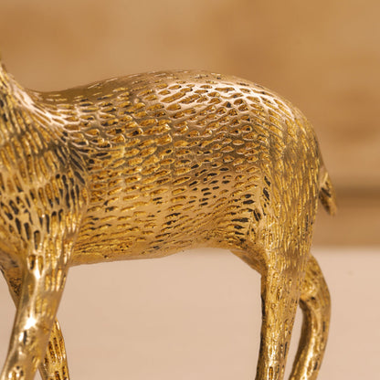 Brass Deer Figurine Showpiece (8.5 Inch)
