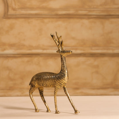 Brass Deer Figurine Showpiece (8.5 Inch)