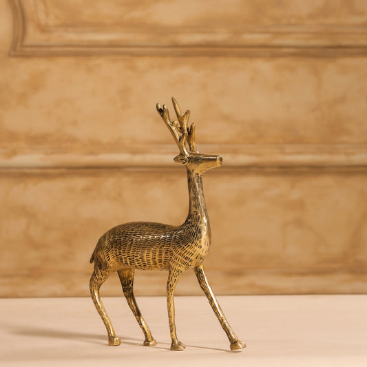 Brass Deer Figurine Showpiece (8.5 Inch)