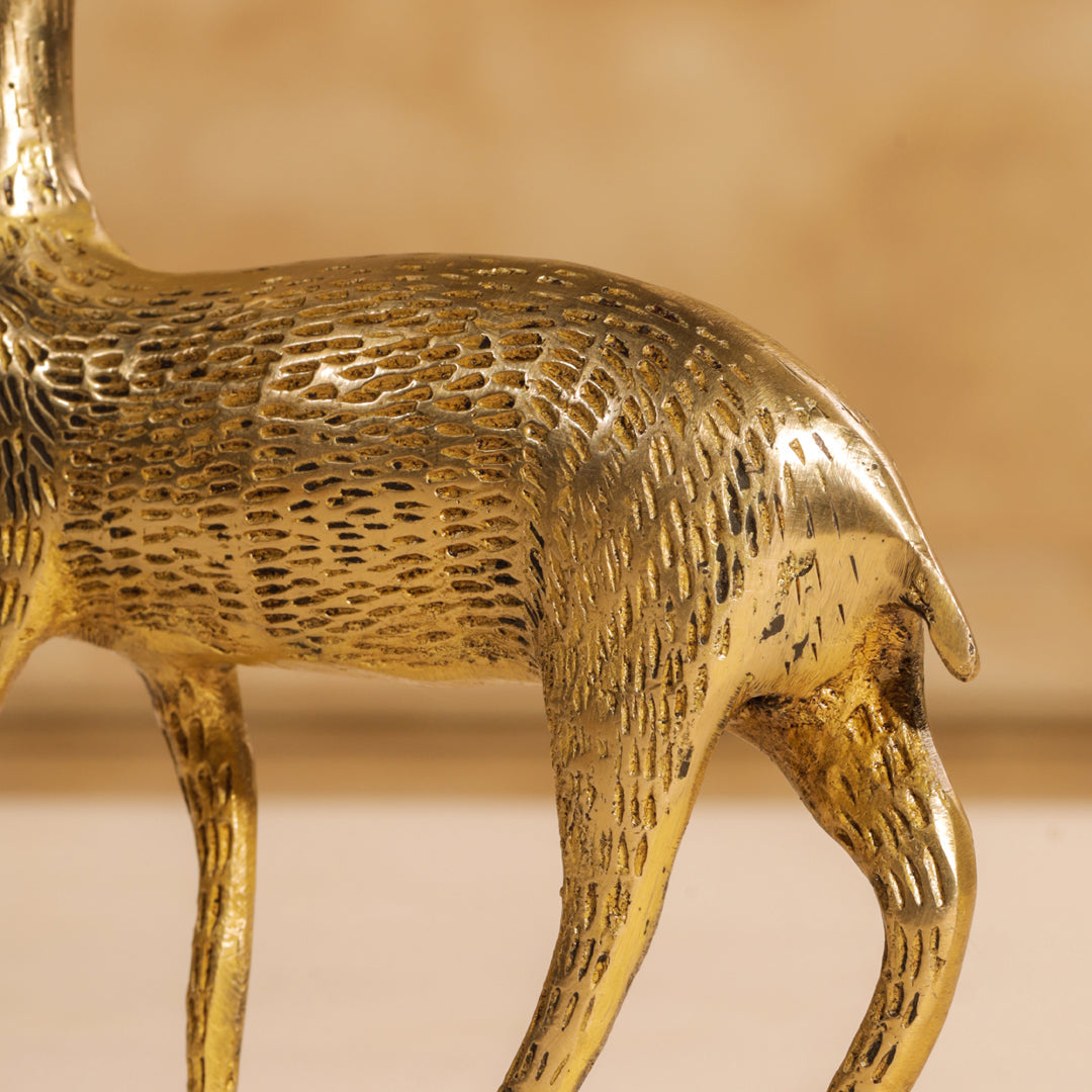Brass Deer Figurine Showpiece (8.5 Inch)