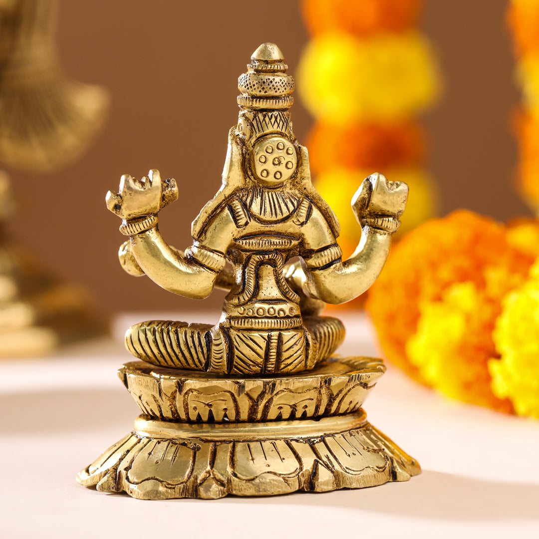 Brass Goddess Saraswati On Lotus (3 Inch)