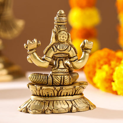 Brass Goddess Saraswati On Lotus (3 Inch)