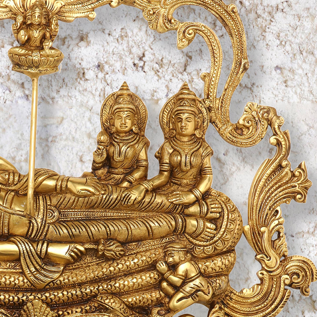 Brass Vishnu Lakshmi (Padmanabha Swamy) Wall Hanging (23 Inch)