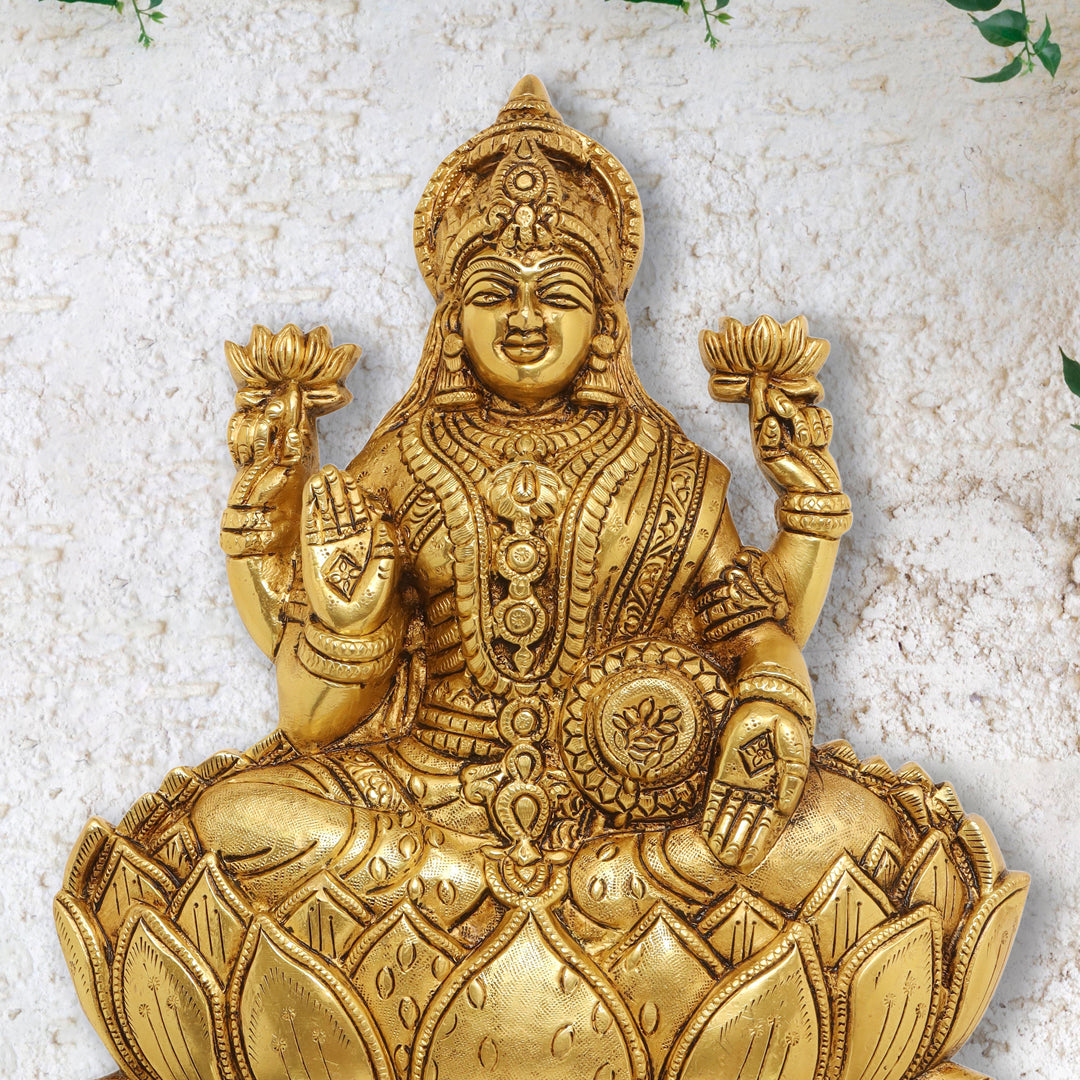 Brass Goddess Lakshmi Wall Hanging (11 Inch)