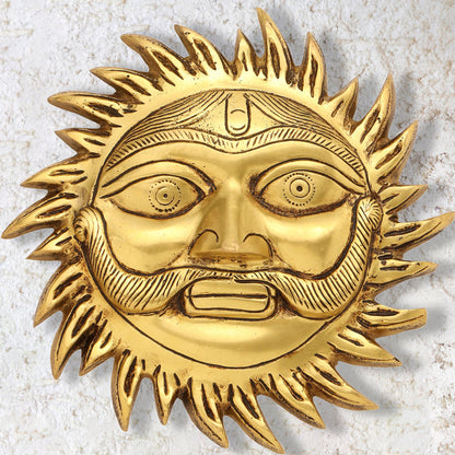 Brass Sun Face Wall Hanging (7 Inch)