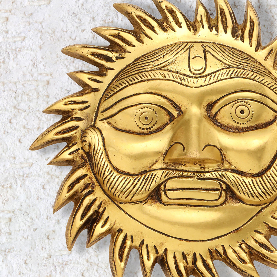 Brass Sun Face Wall Hanging (7 Inch)