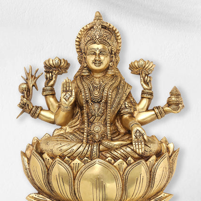 Brass Ganesha Or Lakshmi Lotus Wall Hanging (19 Inch)