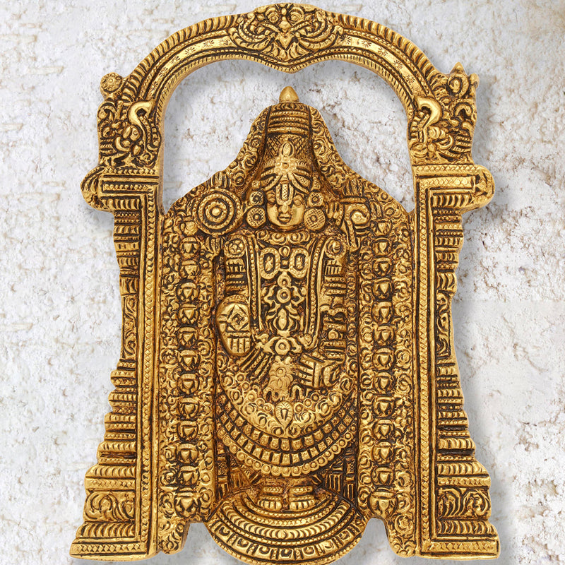 Brass Tirupati Balaji/Venkateshwar Idol Wall Hanging (7.5 Inch)