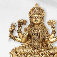 Brass Ganesha Or Lakshmi Lotus Wall Hanging (19 Inch)