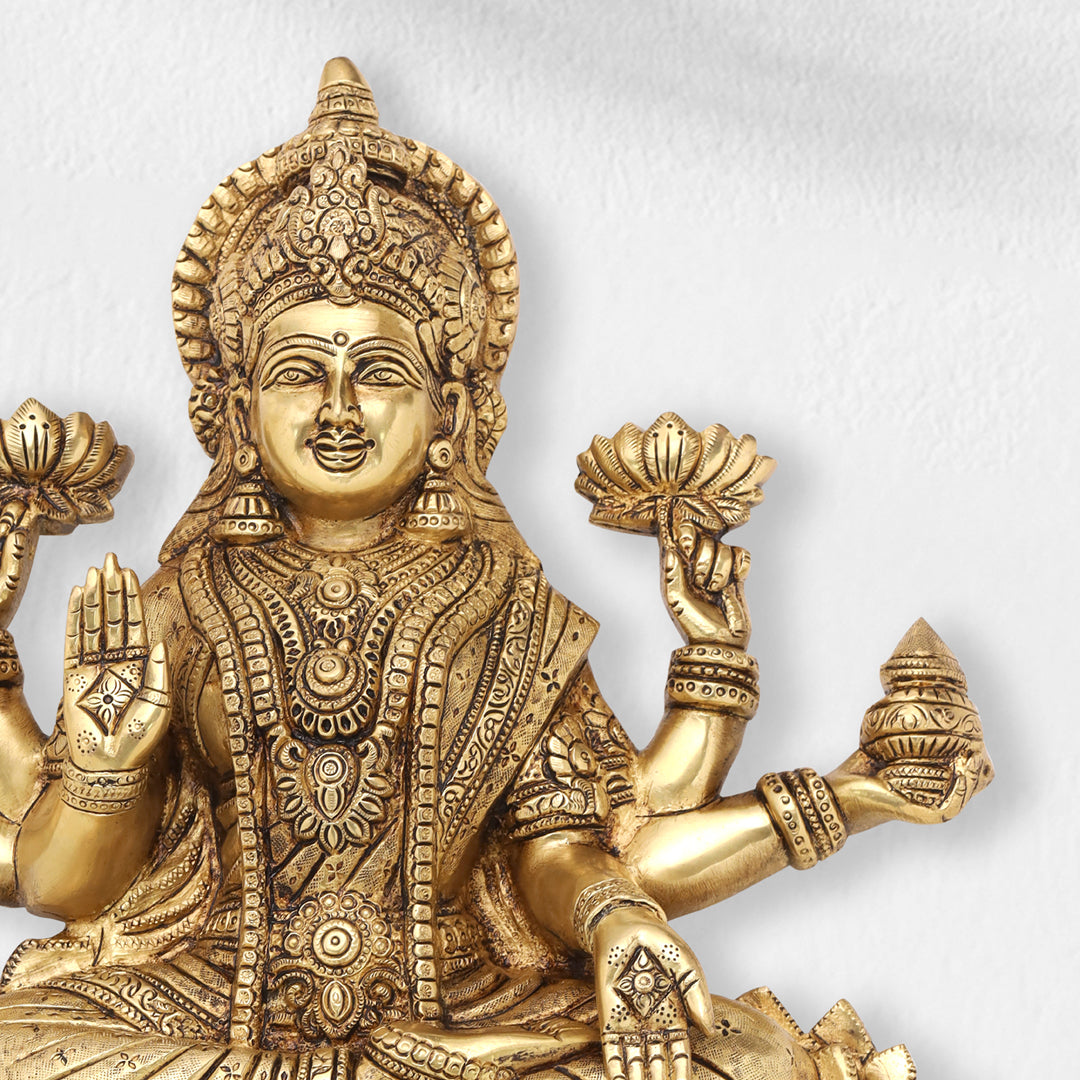 Brass Ganesha Or Lakshmi Lotus Wall Hanging (19 Inch)