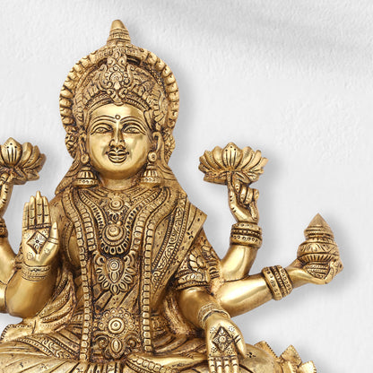 Brass Ganesha Or Lakshmi Lotus Wall Hanging (19 Inch)