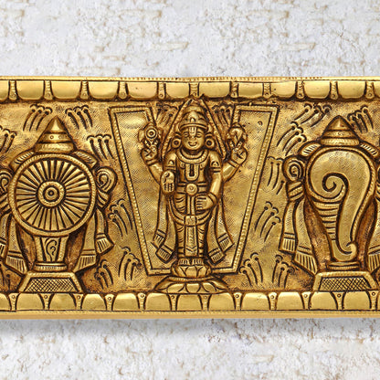 Brass Balaji Shankh Chakra Namah Wall Hanging (5 Inch)