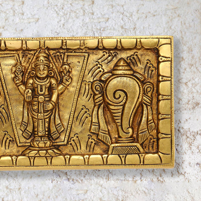Brass Balaji Shankh Chakra Namah Wall Hanging (5 Inch)