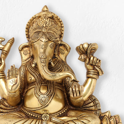 Brass Ganesha Or Lakshmi Lotus Wall Hanging (19 Inch)