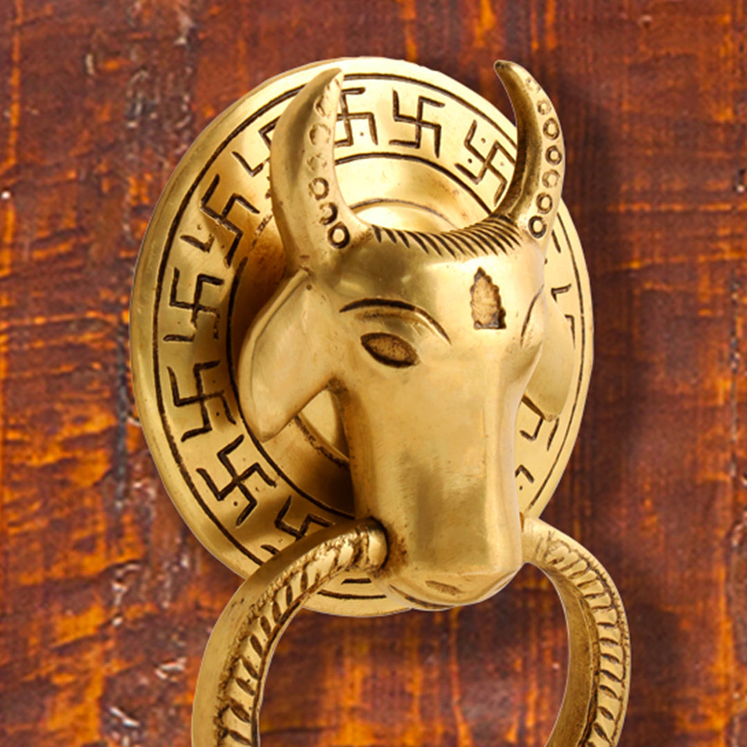 Brass Cow Face Door Knocker (6.5 Inch)