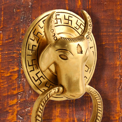 Brass Cow Face Door Knocker (6.5 Inch)