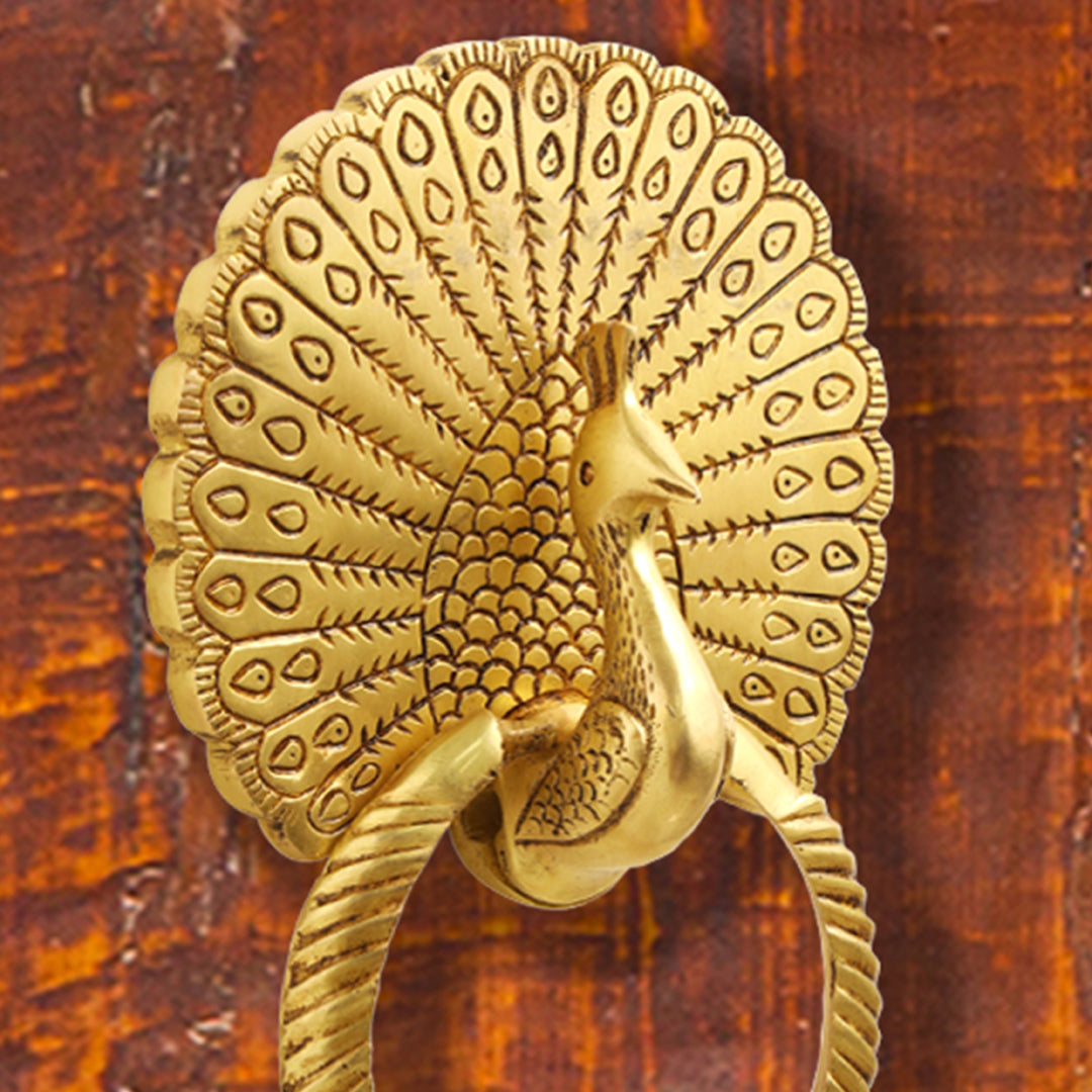 Brass Peacock Door Knocker (8 Inch)