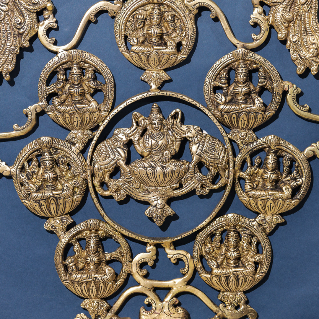 Brass Ashtalakshmi Wall Hanging Diya (19 Inch)
