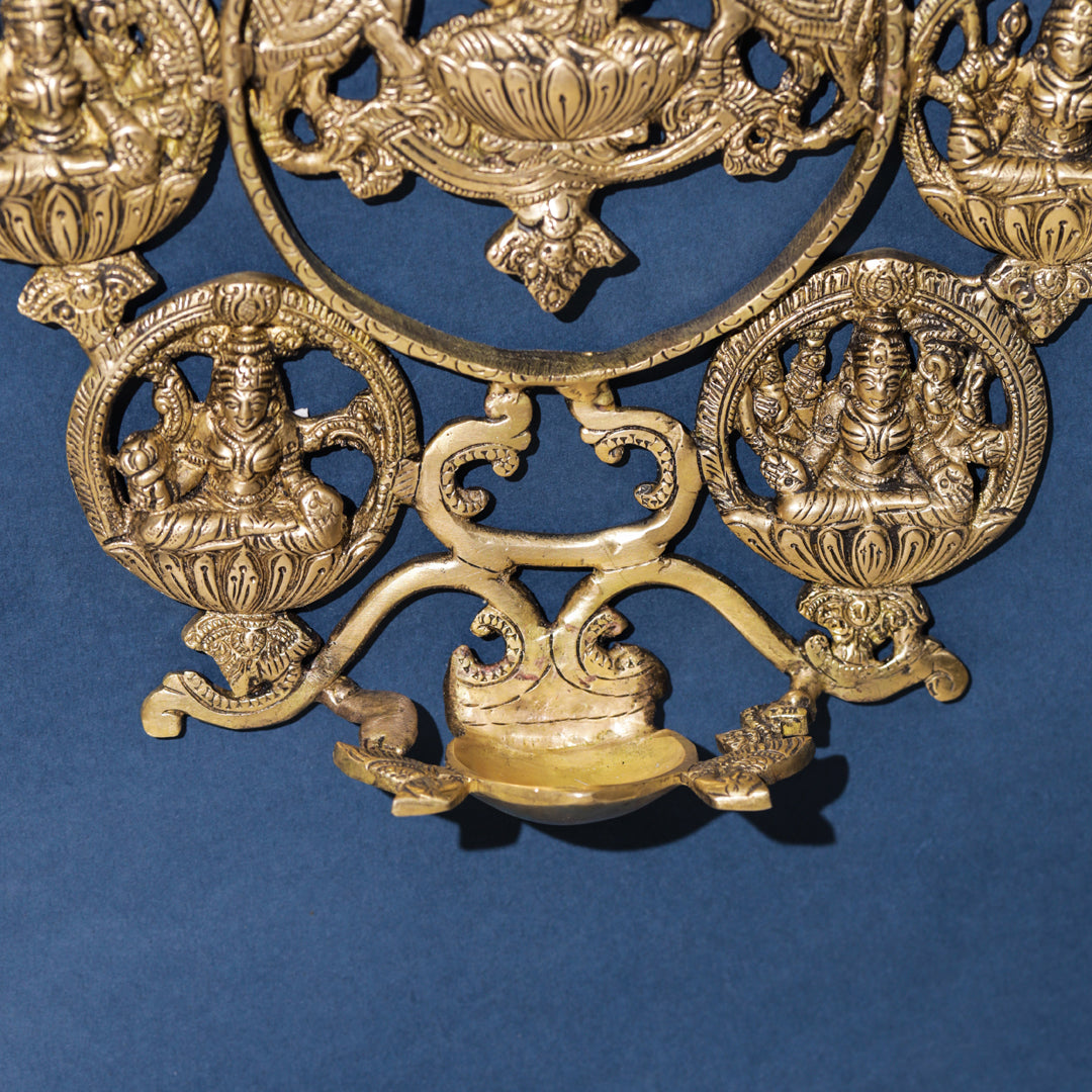 Brass Ashtalakshmi Wall Hanging Diya (19 Inch)