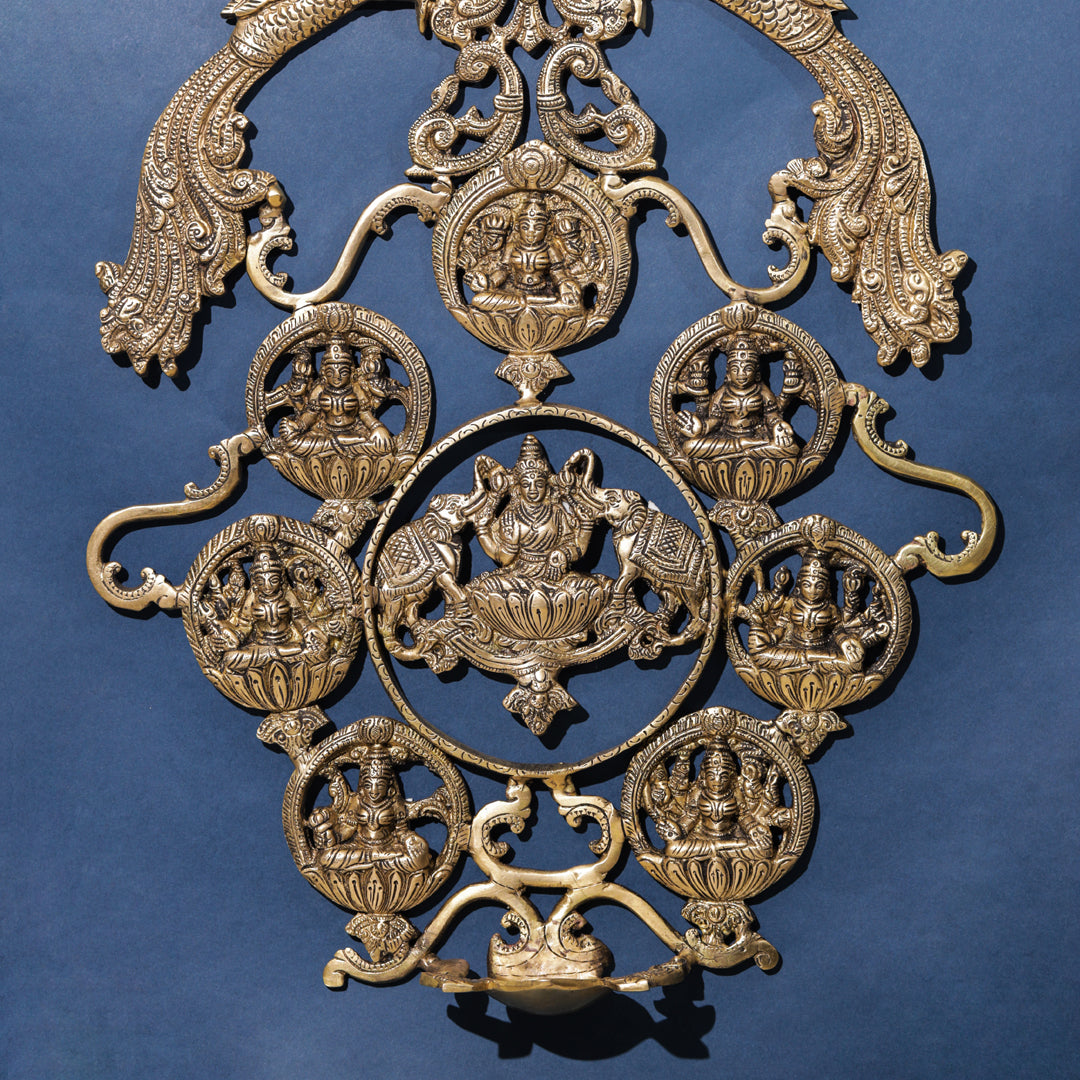 Brass Ashtalakshmi Wall Hanging Diya (19 Inch)