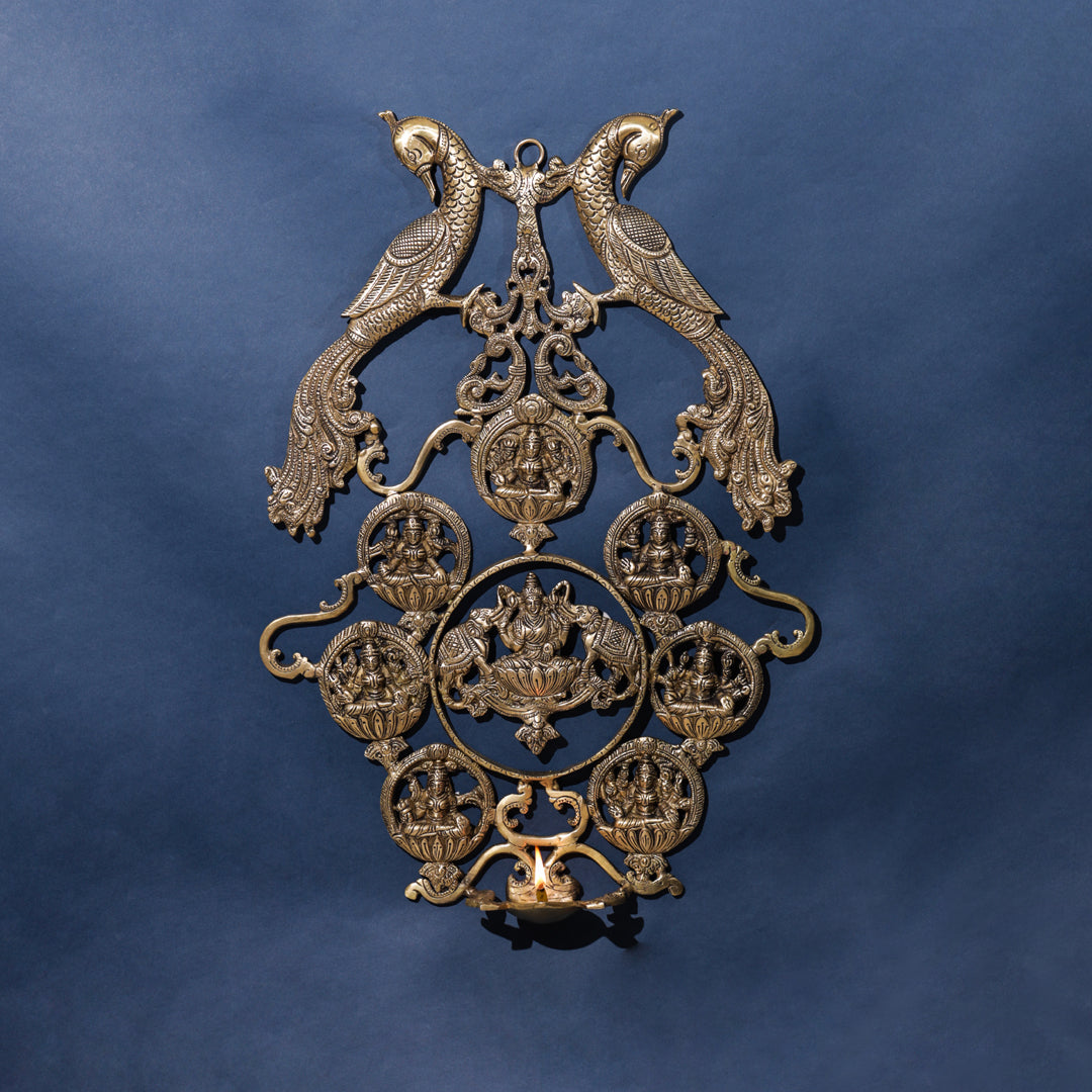Brass Ashtalakshmi Wall Hanging Diya (19 Inch)