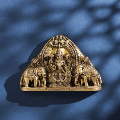 Brass Ganesha And Lakshmi Wall Hanging (7 Inch)
