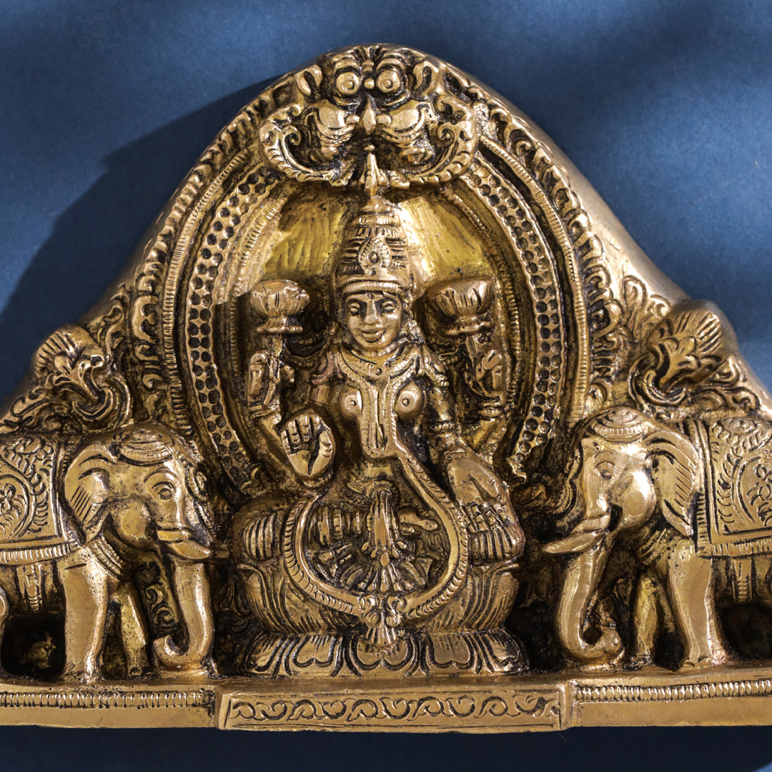 Brass Ganesha And Lakshmi Wall Hanging (7 Inch)