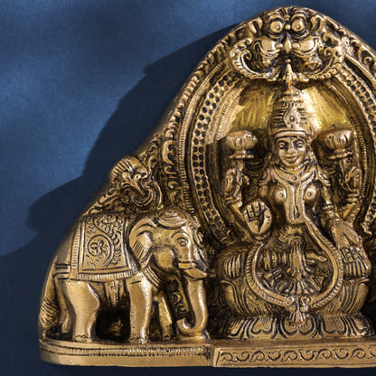 Brass Ganesha And Lakshmi Wall Hanging (7 Inch)