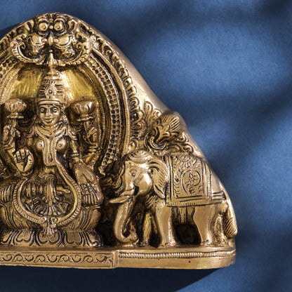 Brass Ganesha And Lakshmi Wall Hanging (7 Inch)