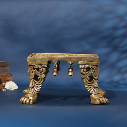 Brass Superfine Chowki With Hanging Bells (7")