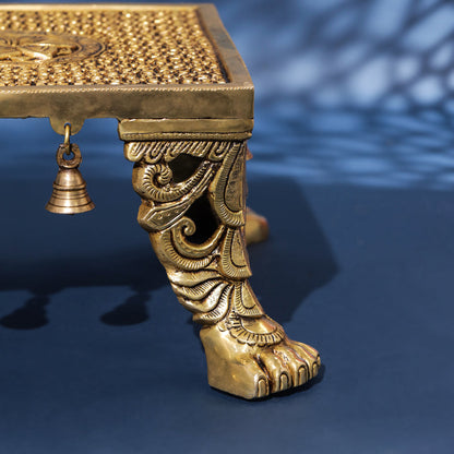 Brass Superfine Chowki With Hanging Bells (7")