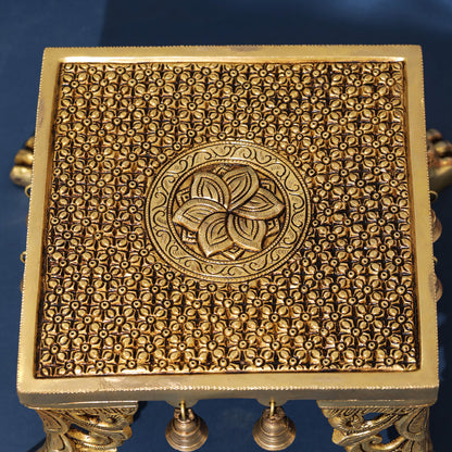 Brass Superfine Chowki With Hanging Bells (7")