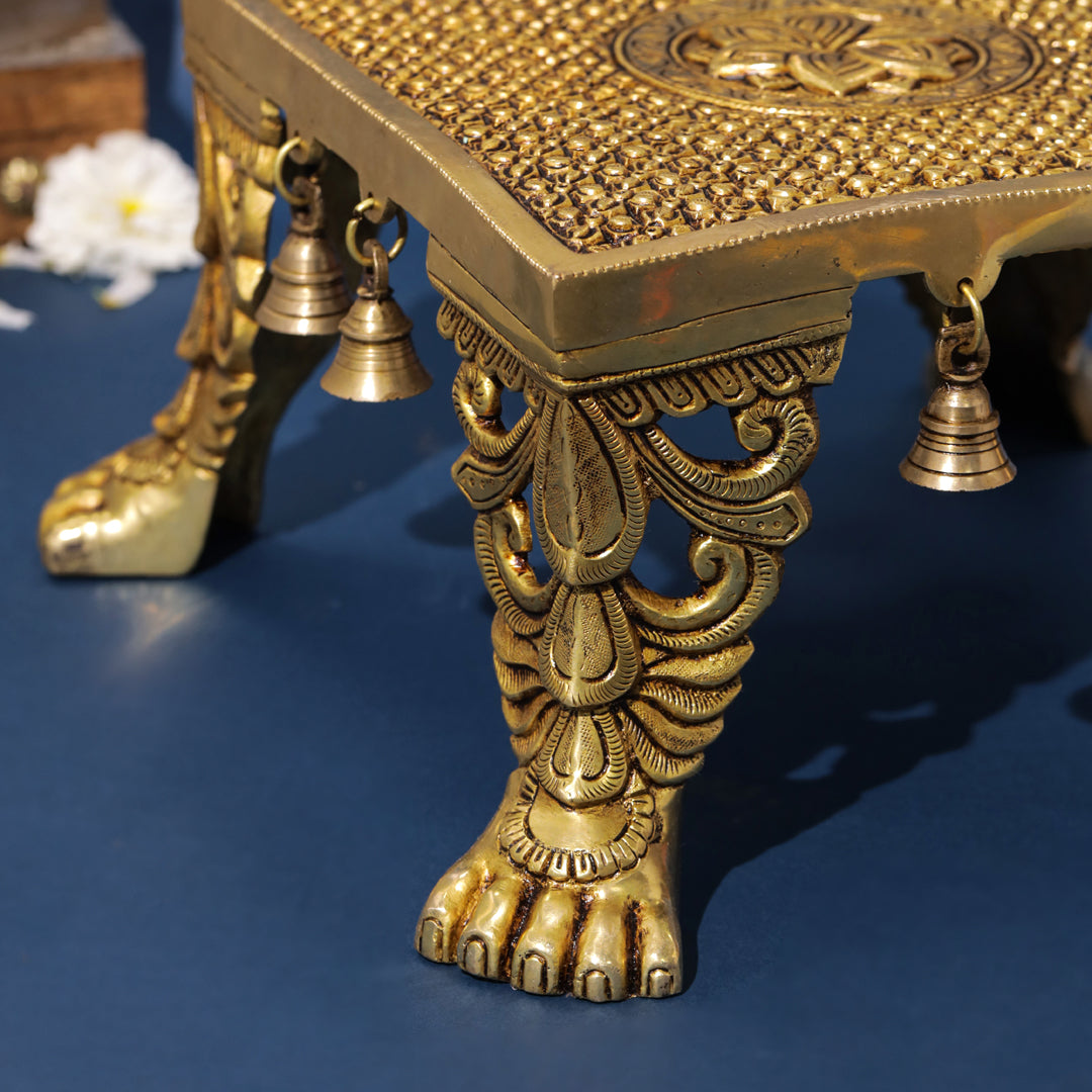 Brass Superfine Chowki With Hanging Bells (7")