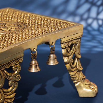 Brass Superfine Chowki With Hanging Bells (7")