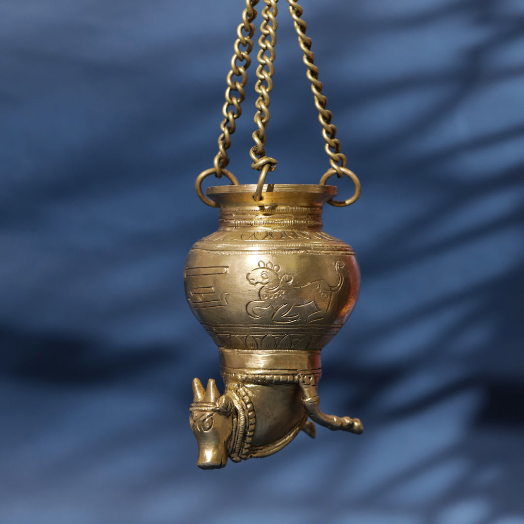 Divine Brass Nandi Gangajali Sacred Vessel of Devotion & Purity (9-Inch)