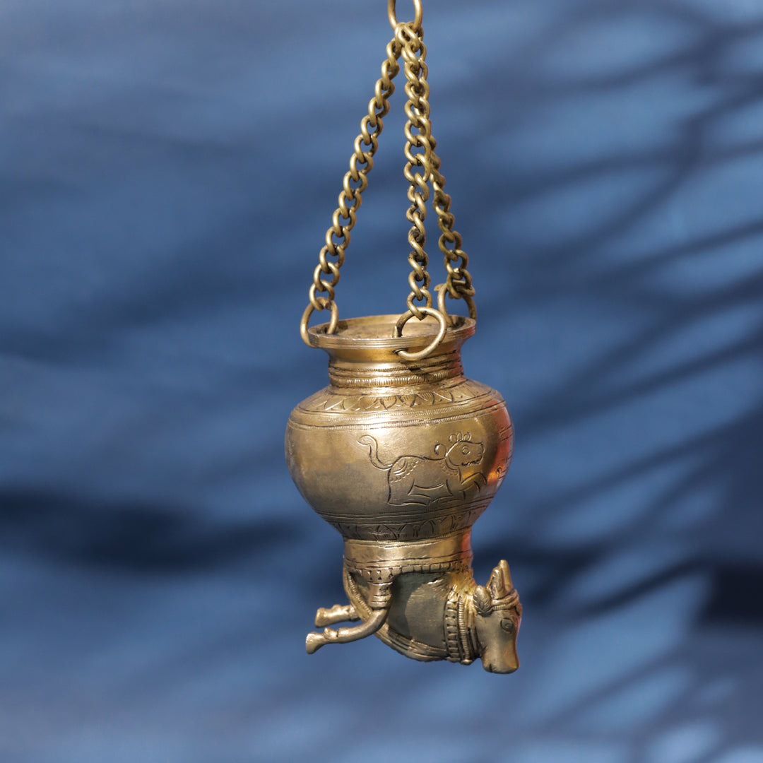 Divine Brass Nandi Gangajali Sacred Vessel of Devotion & Purity (9-Inch)