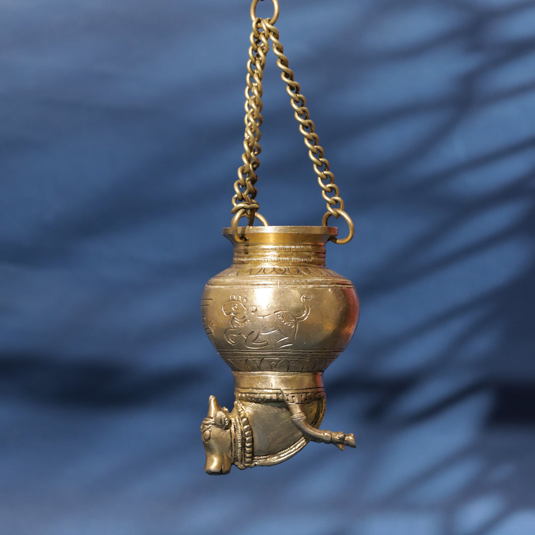 Divine Brass Nandi Gangajali Sacred Vessel of Devotion & Purity (9-Inch)