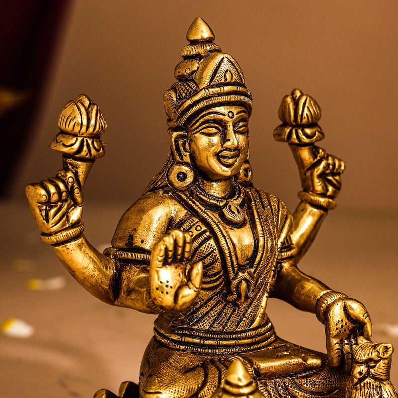 Brass Superfine Lotus Ganesha And Lakshmi Idols (5.8 Inch)
