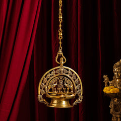 Brass Goddess Gaja Lakshmi Wall Hanging Lamp/Diya (38 Inch)