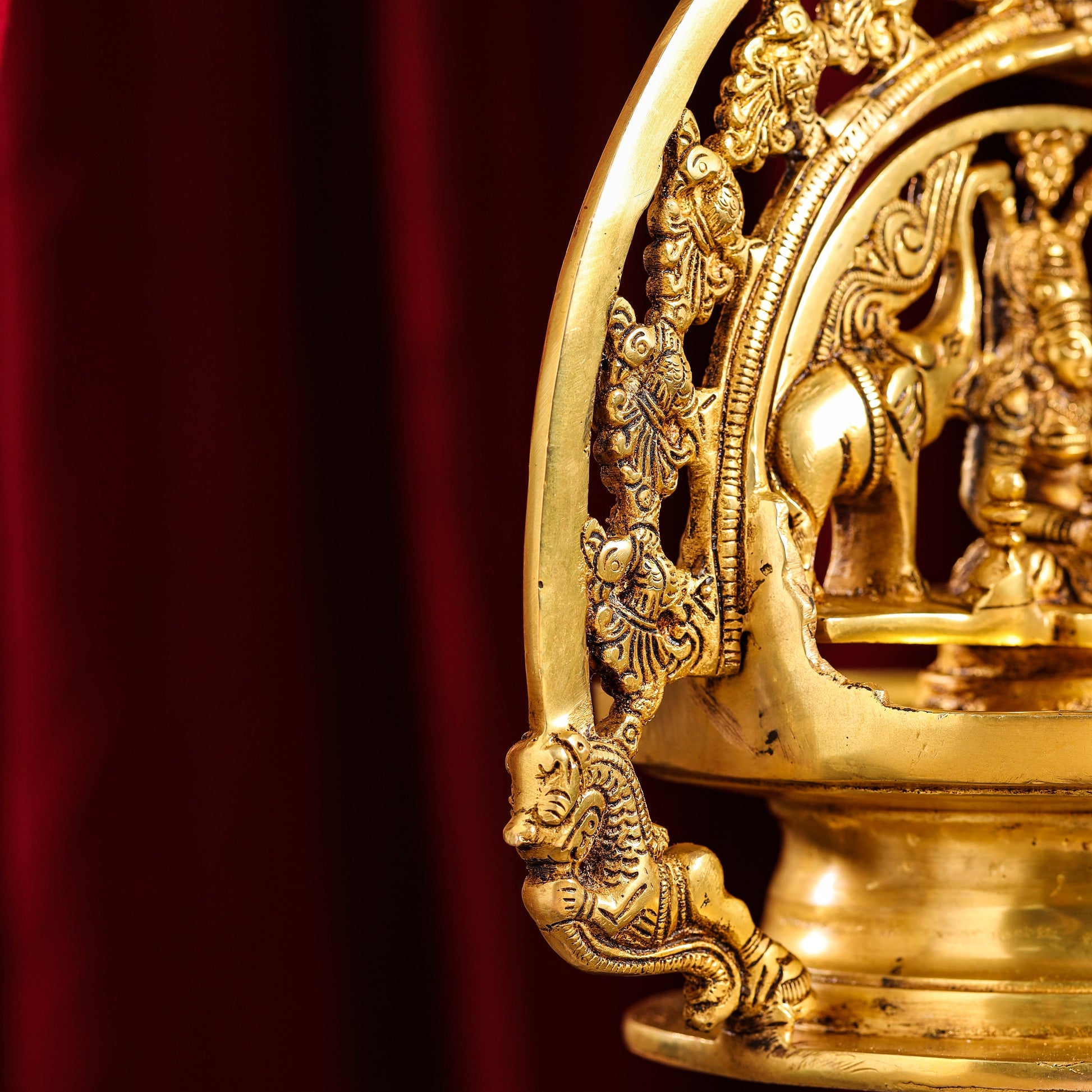 Brass Goddess Gaja Lakshmi Wall Hanging Lamp/Diya (38 Inch)