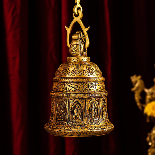 Brass Dashavatara /Vishnu Wall Hanging Bell (45 Inch)