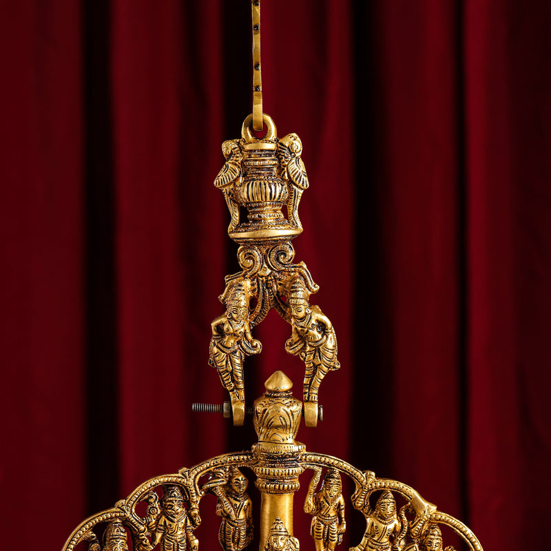 Brass Superfine Dashavatara / Vishnu Avatar Wall Hanging Lamp (46.5 Inch)