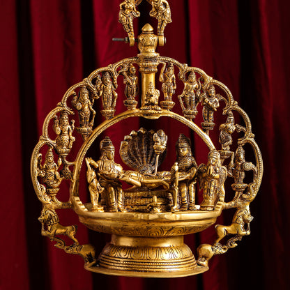 Brass Superfine Dashavatara / Vishnu Avatar Wall Hanging Lamp (46.5 Inch)