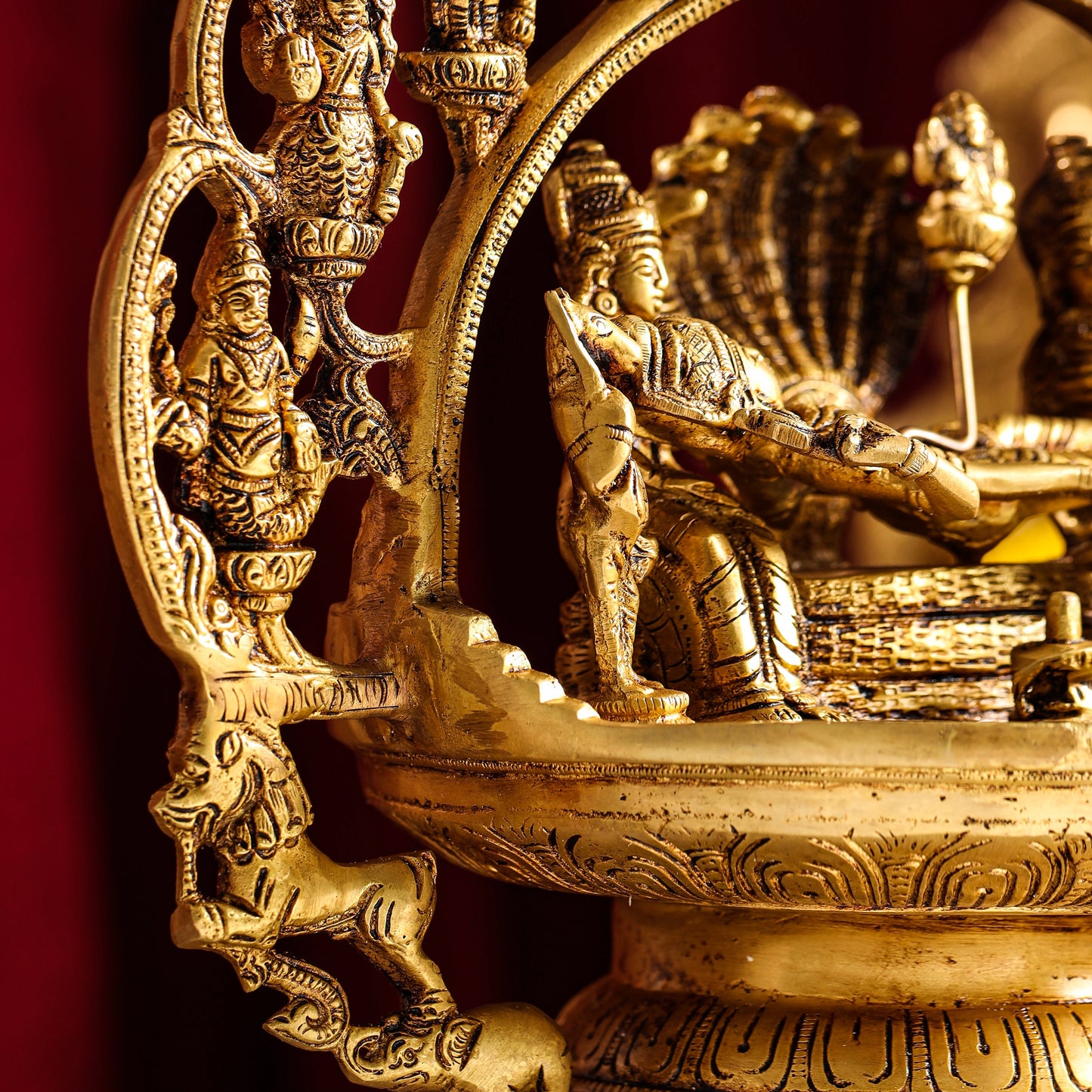 Brass Superfine Dashavatara / Vishnu Avatar Wall Hanging Lamp (46.5 Inch)