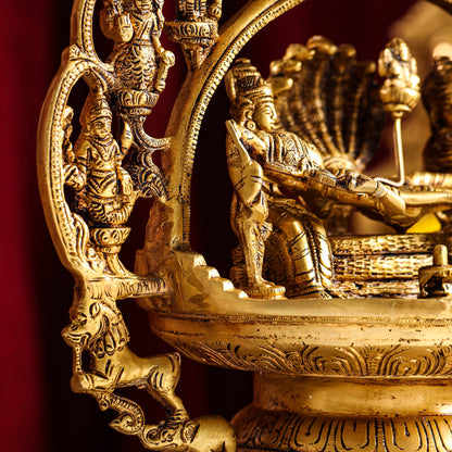 Brass Superfine Dashavatara / Vishnu Avatar Wall Hanging Lamp (46.5 Inch)
