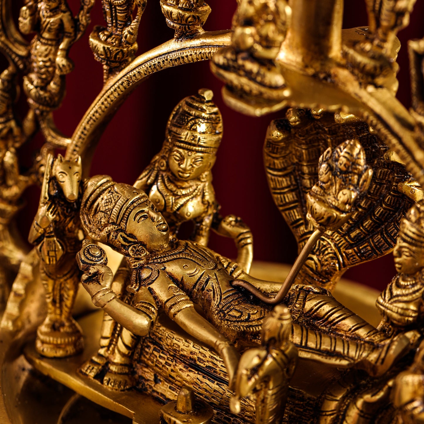 Brass Superfine Dashavatara / Vishnu Avatar Wall Hanging Lamp (46.5 Inch)