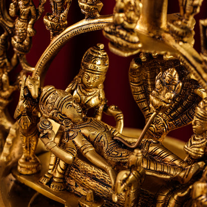Brass Superfine Dashavatara / Vishnu Avatar Wall Hanging Lamp (46.5 Inch)