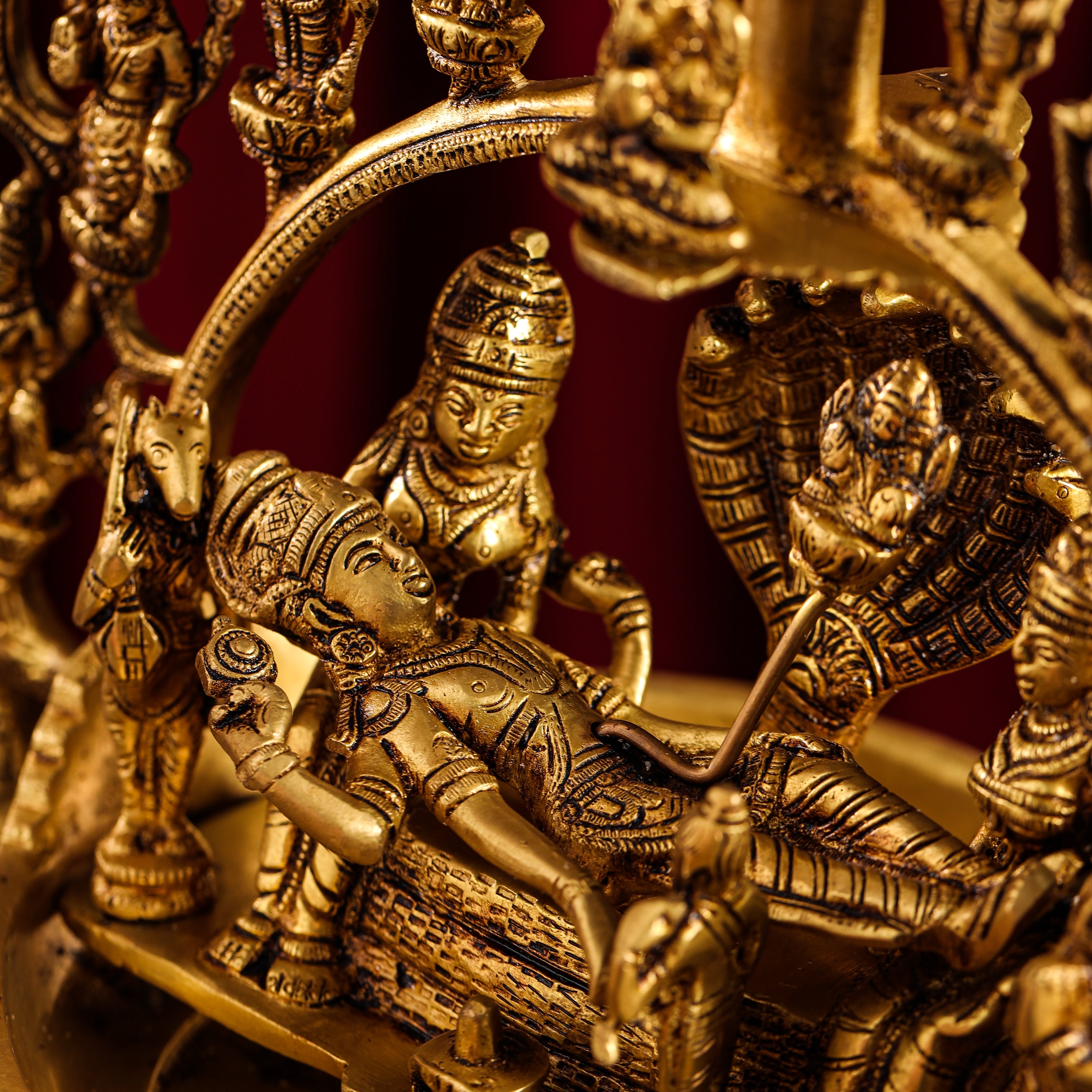 Brass Superfine Dashavatara / Vishnu Avatar Wall Hanging Lamp (46.5 Inch)